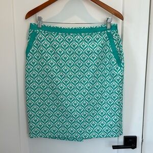 The Limited Teal Blue Green White Pencil Skirt w Pockets - 10